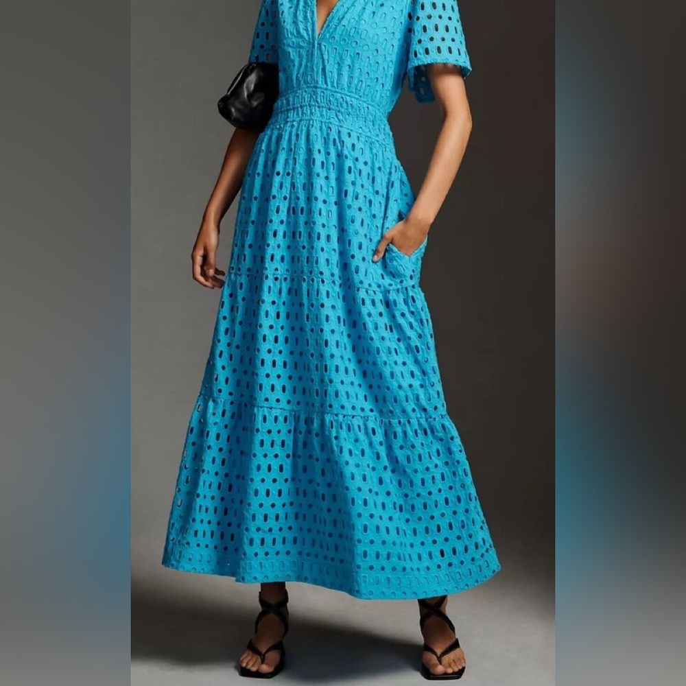 Anthropologie Somerset Blue Eyelet Dress